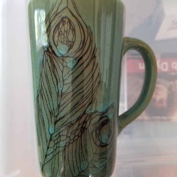 Peacock Feather Artsy Coffee Tea Mug - Picture 5 of 10